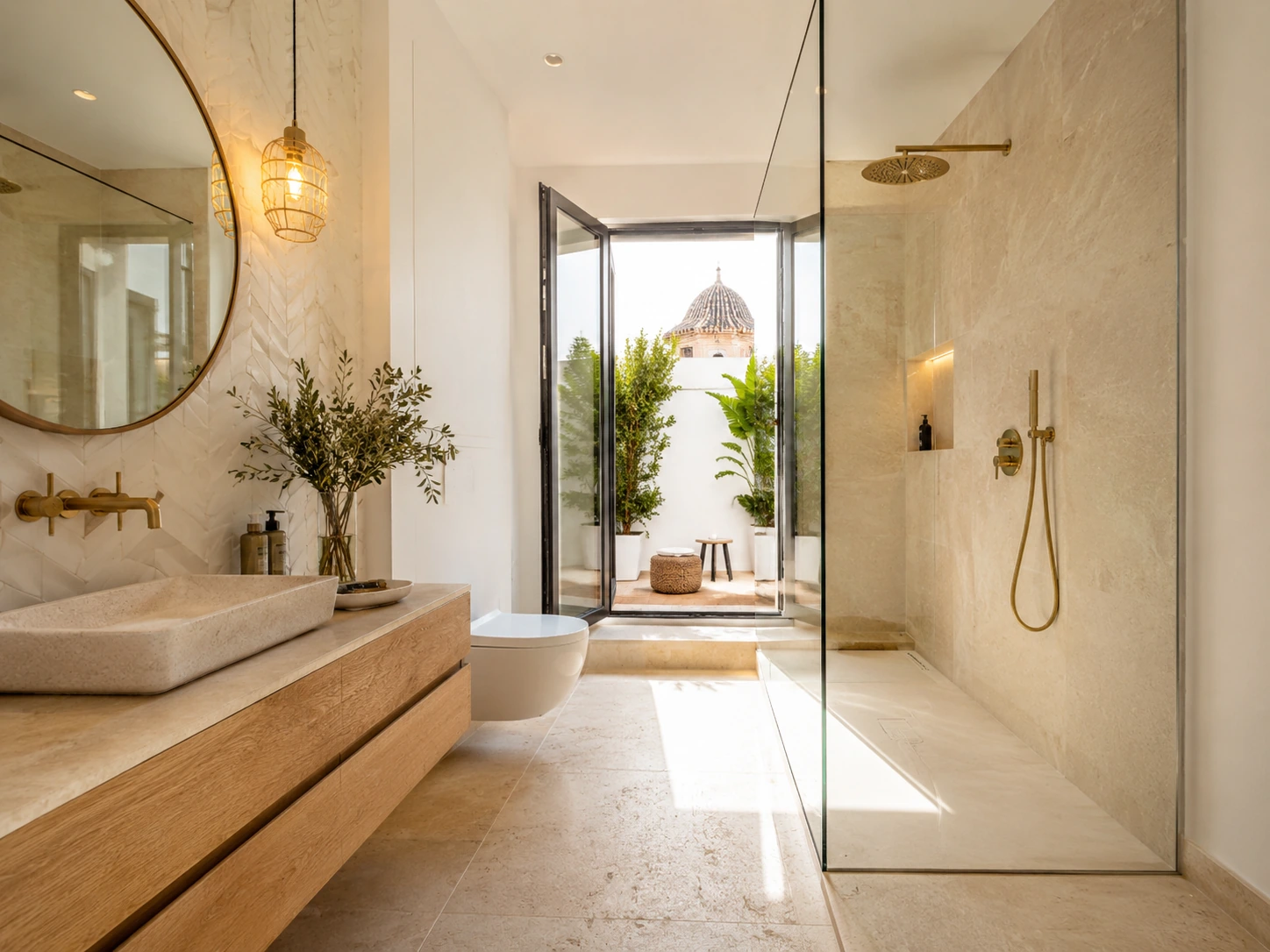 Real salle de bains interior with vanity, shower, tiling, and fittings that influence rénovation cost.
